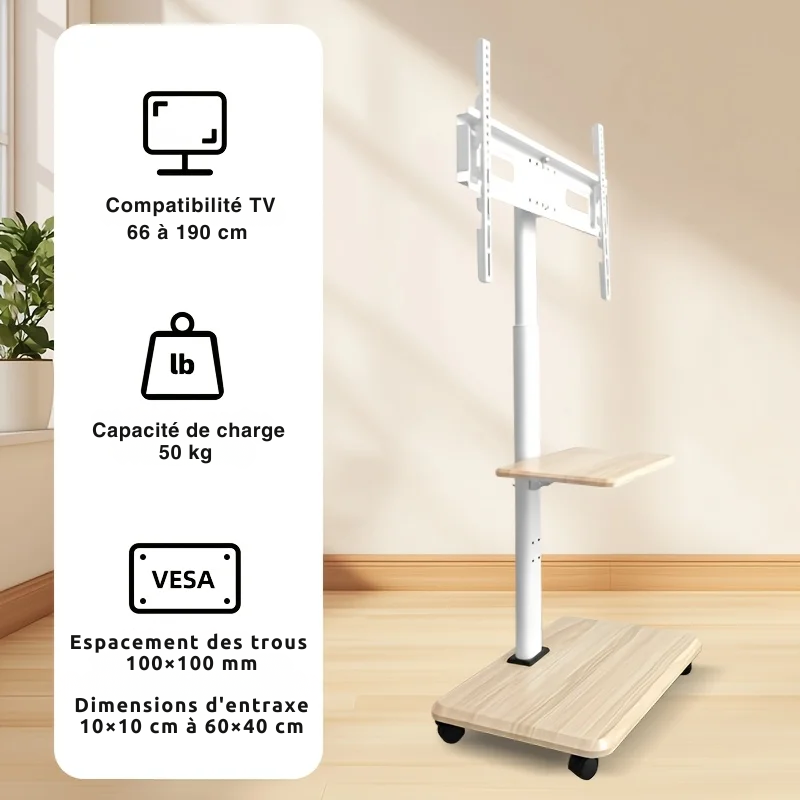 Support TV roulettes design