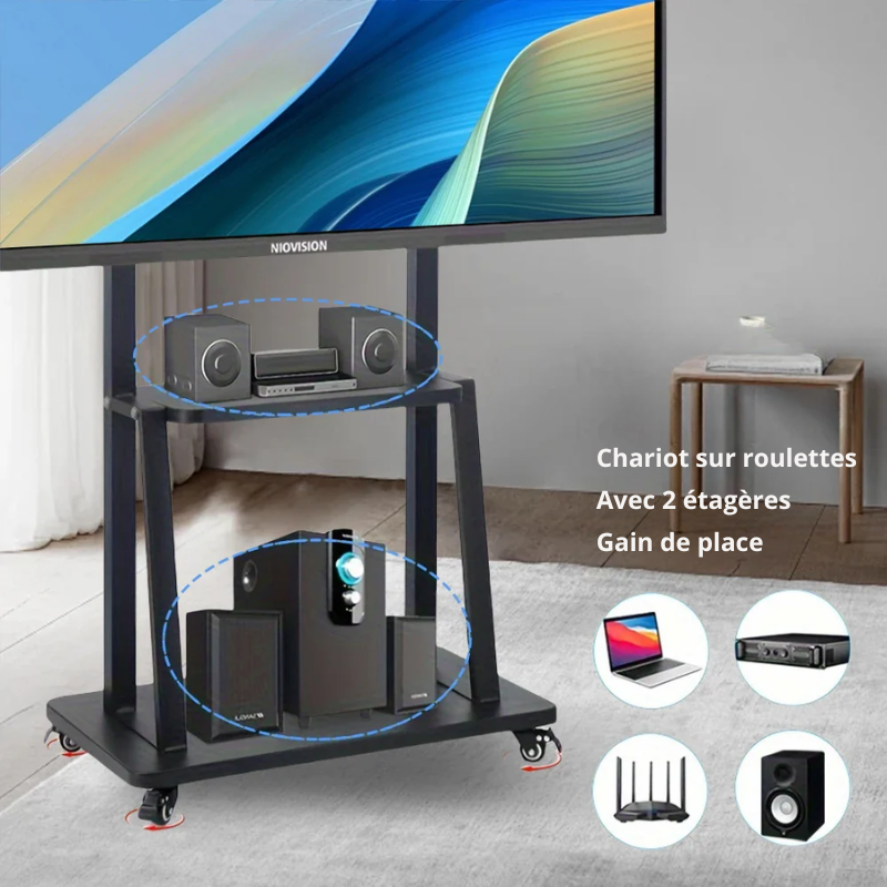 Support TV sur pied avec roulettes