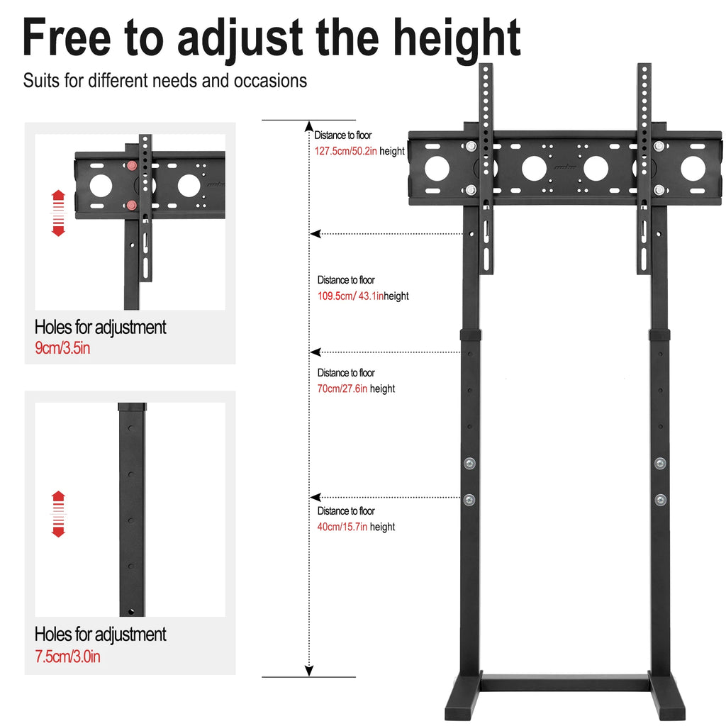 Support TV sur pied réglable en hauteur