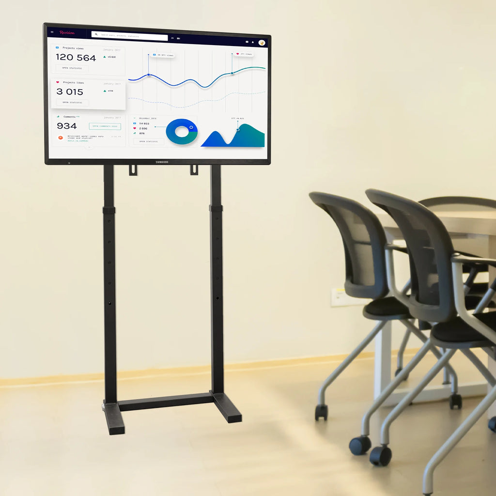 Support TV sur pied réglable en hauteur