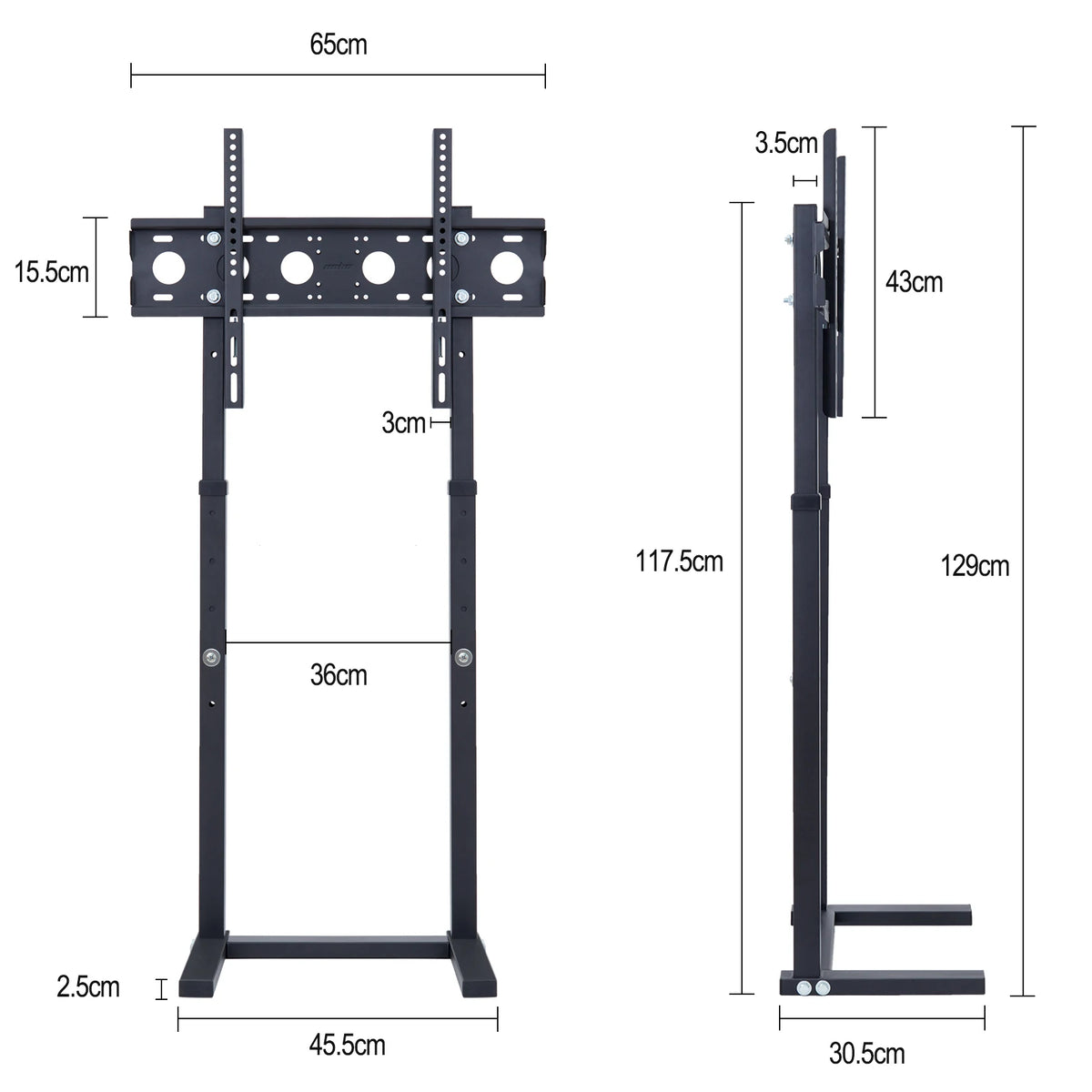 Support TV sur pied réglable en hauteur