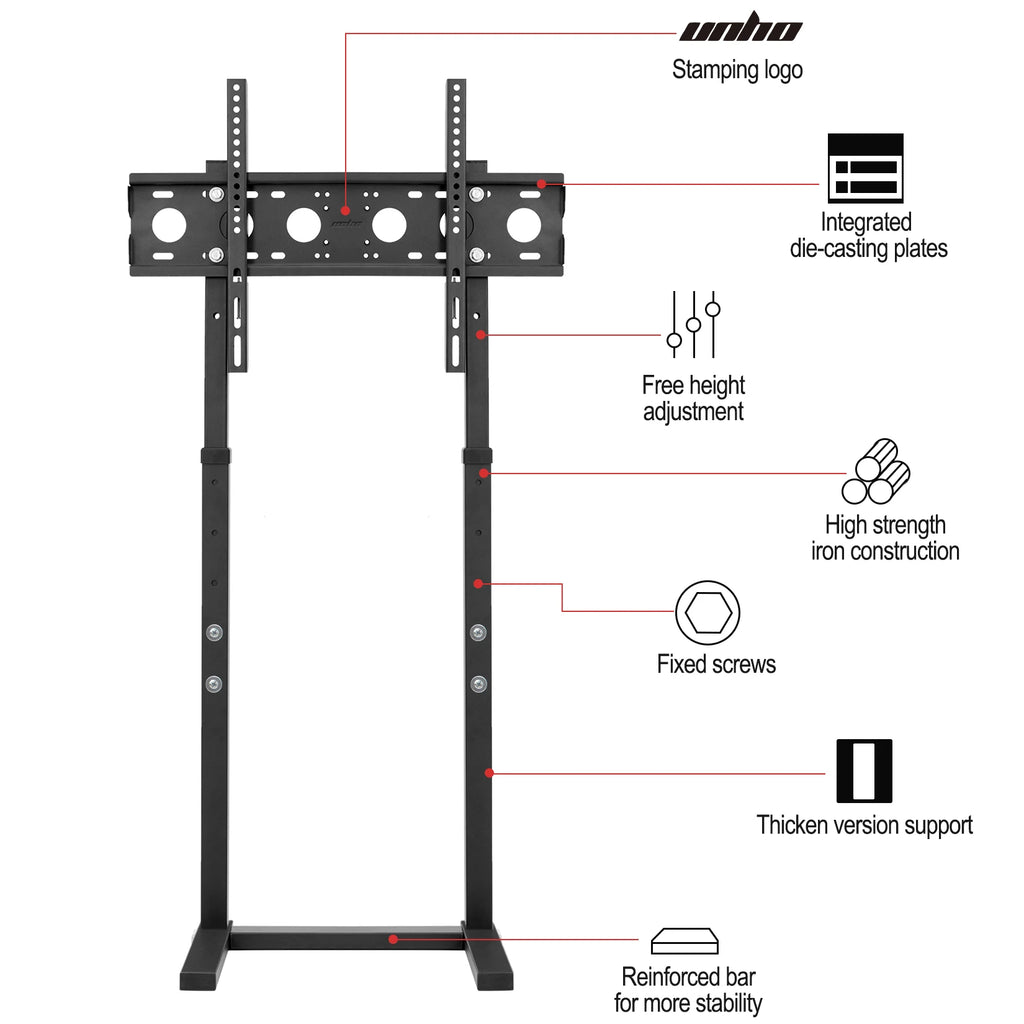 Support TV sur pied réglable en hauteur
